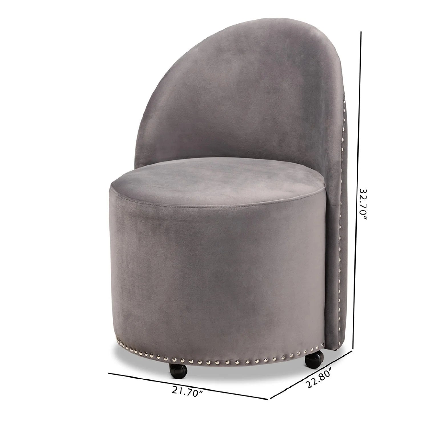 Luxury Studded Velvet Rolling Accent Chair European Style for Villa
