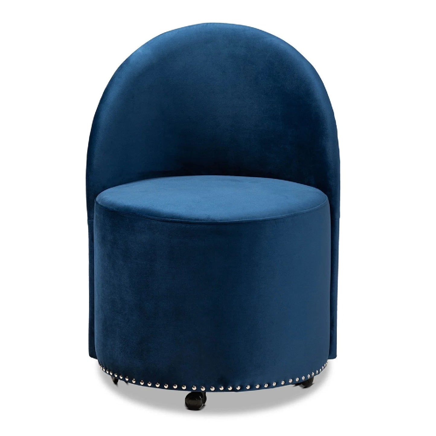 Luxury Studded Velvet Rolling Accent Chair European Style for Villa