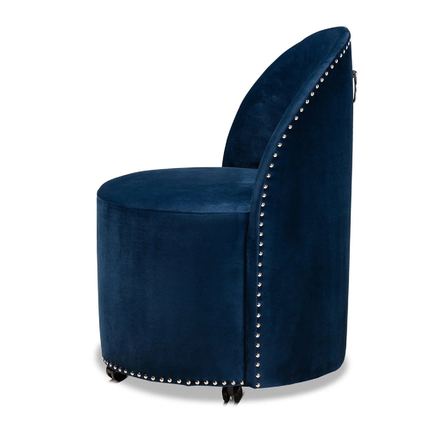 Luxury Studded Velvet Rolling Accent Chair European Style for Villa