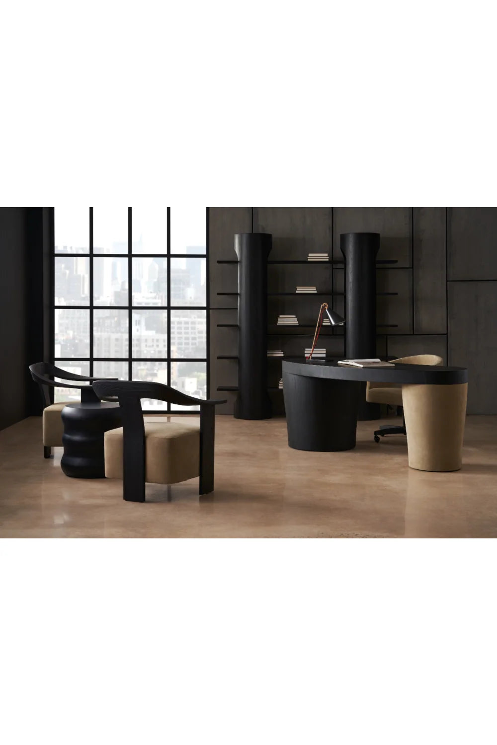 Luxury Suede Leg Modern Desk European Style for Villa