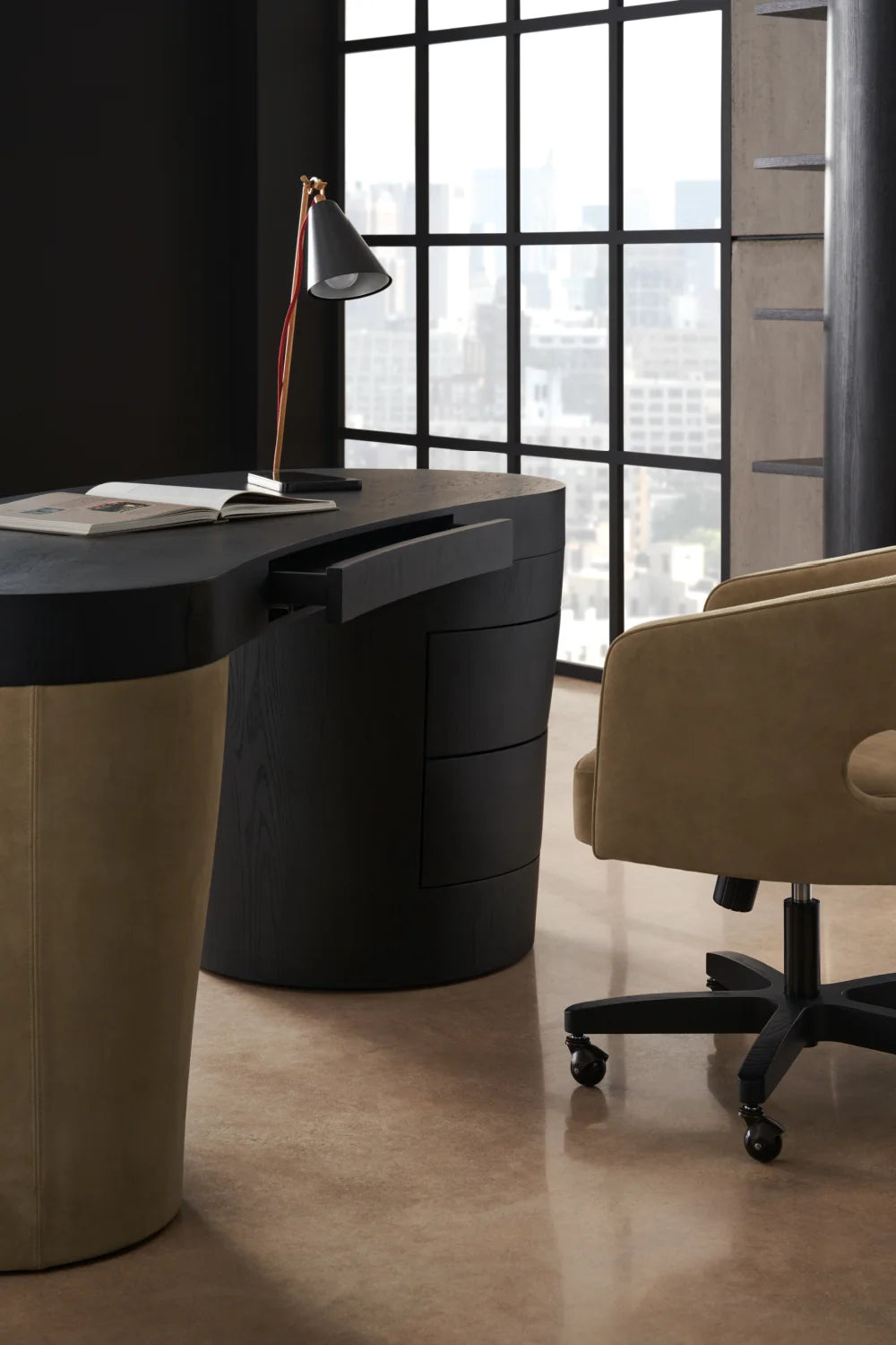 Luxury Suede Leg Modern Desk European Style for Villa