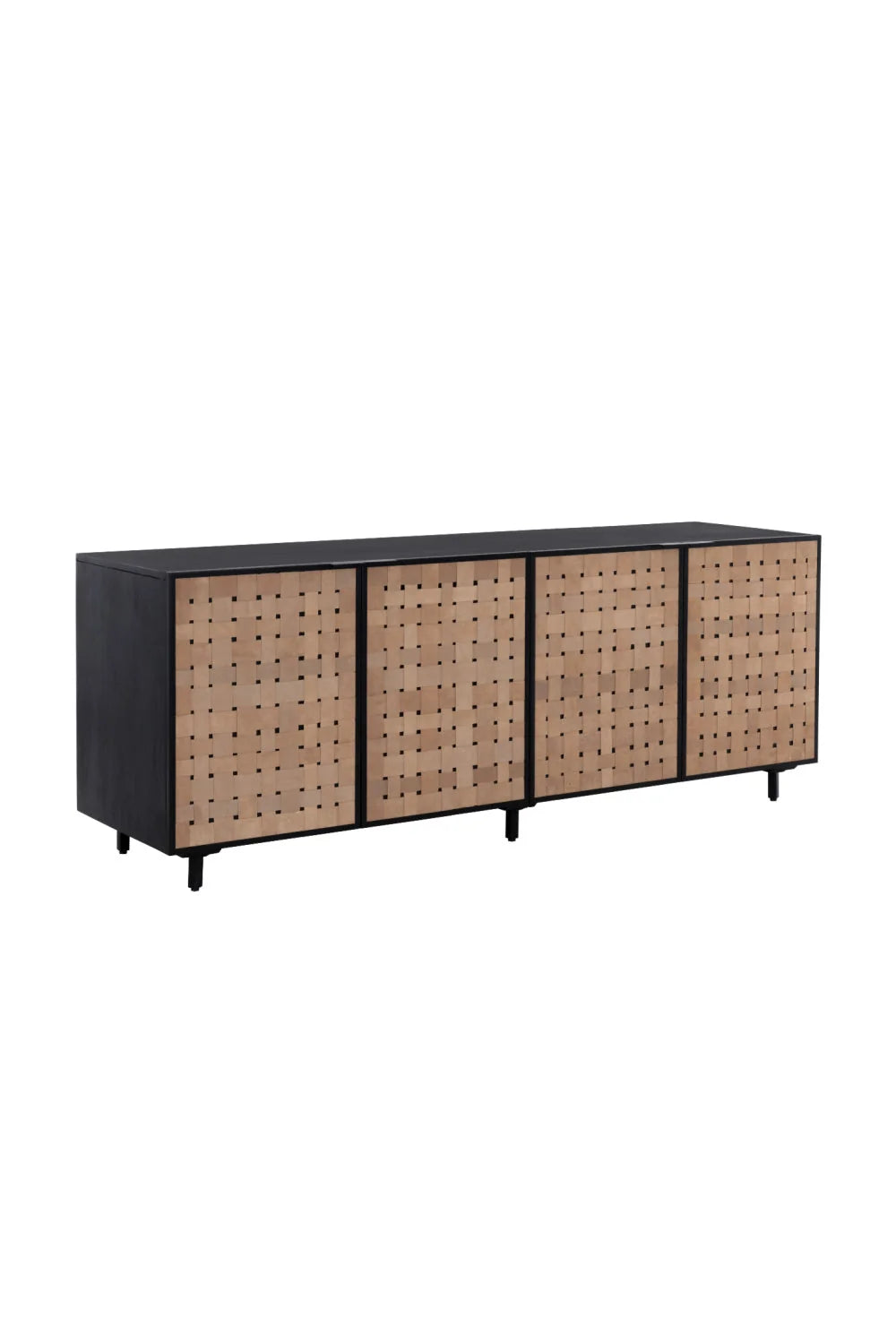 Luxury Sueded Tan Leather Sideboard European Style for Villa