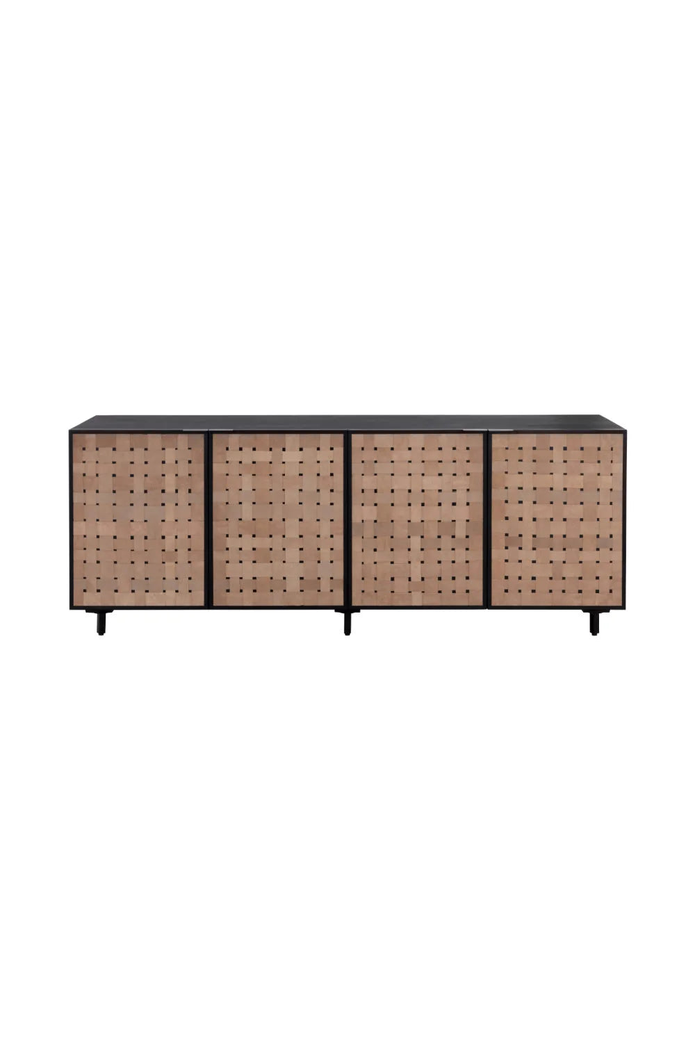 Luxury Sueded Tan Leather Sideboard European Style for Villa