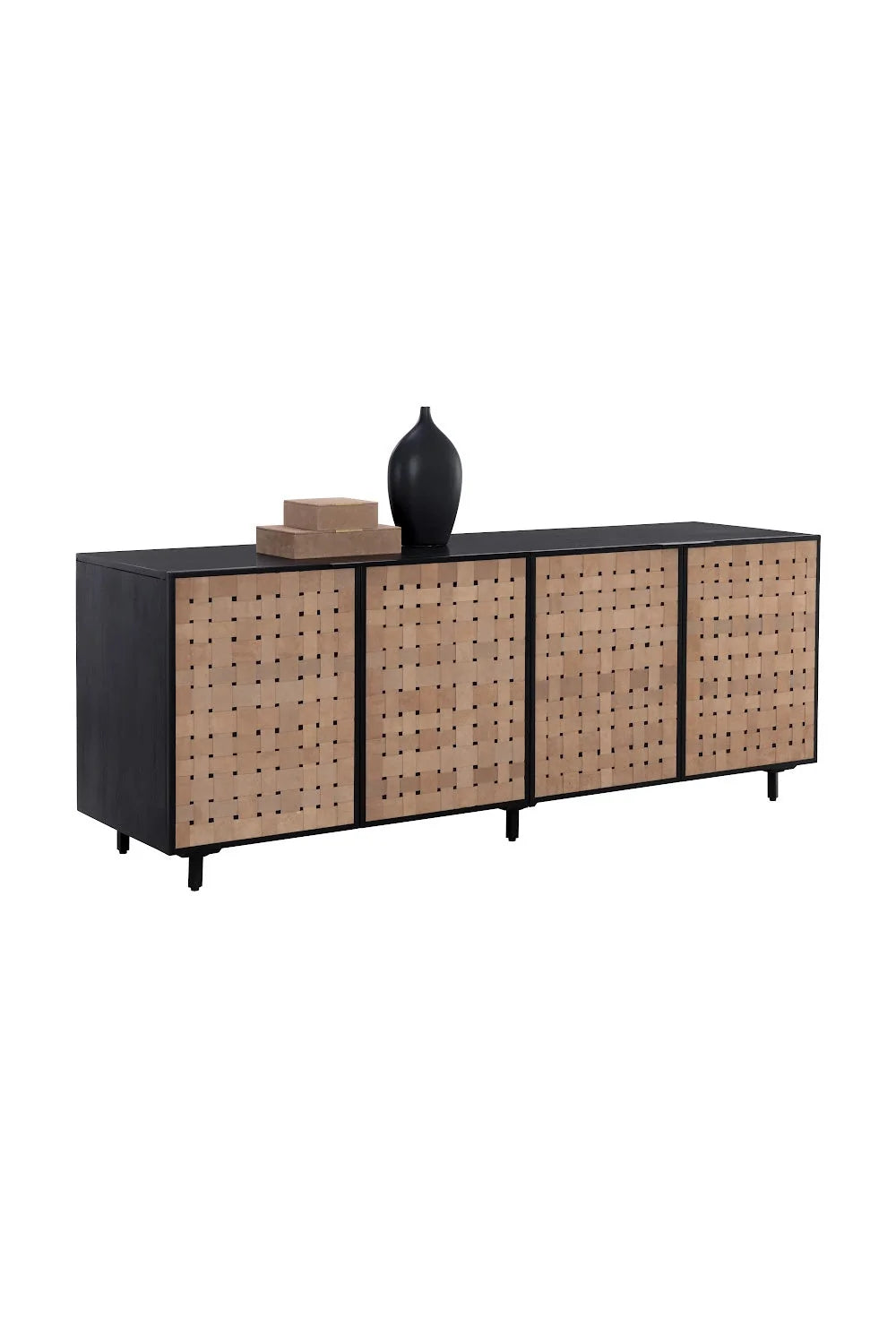 Luxury Sueded Tan Leather Sideboard European Style for Villa