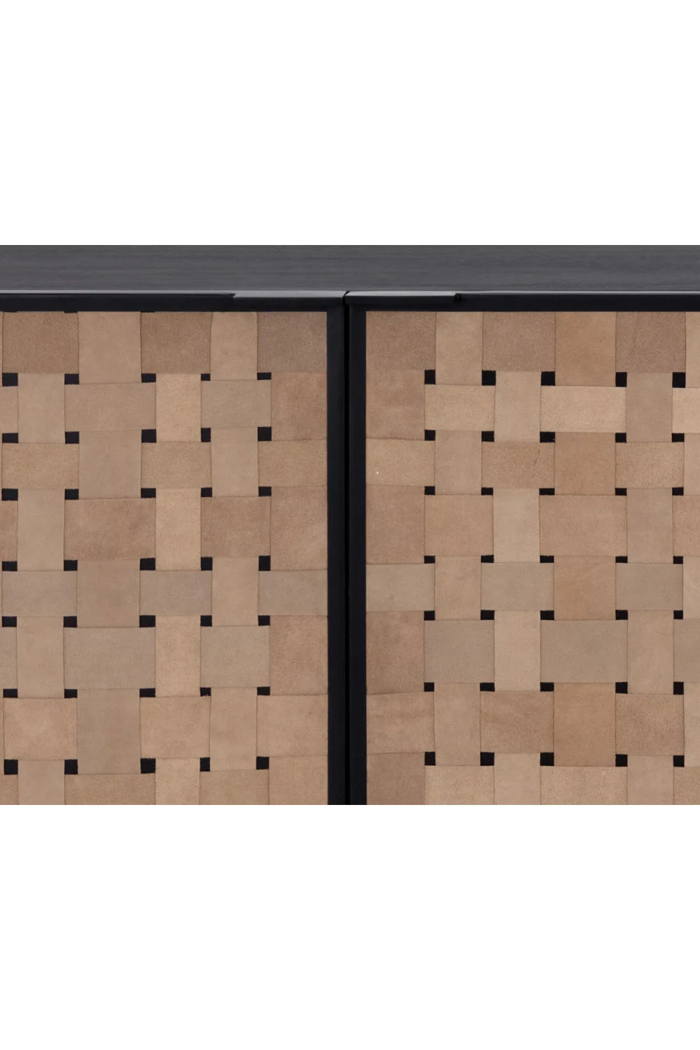 Luxury Sueded Tan Leather Sideboard European Style for Villa
