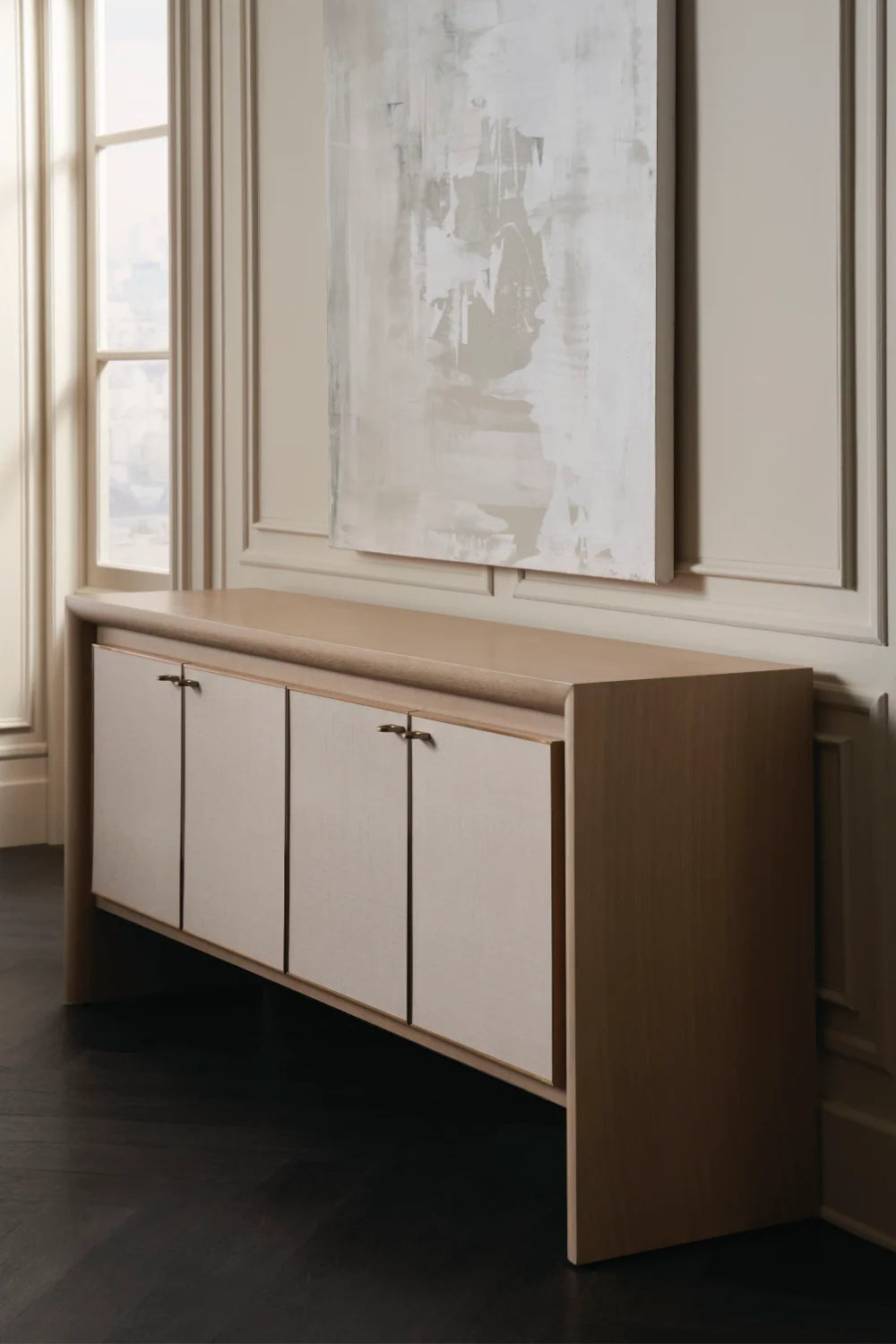 Luxury Sun-Drenched Oak Sideboard European Style for Villa
