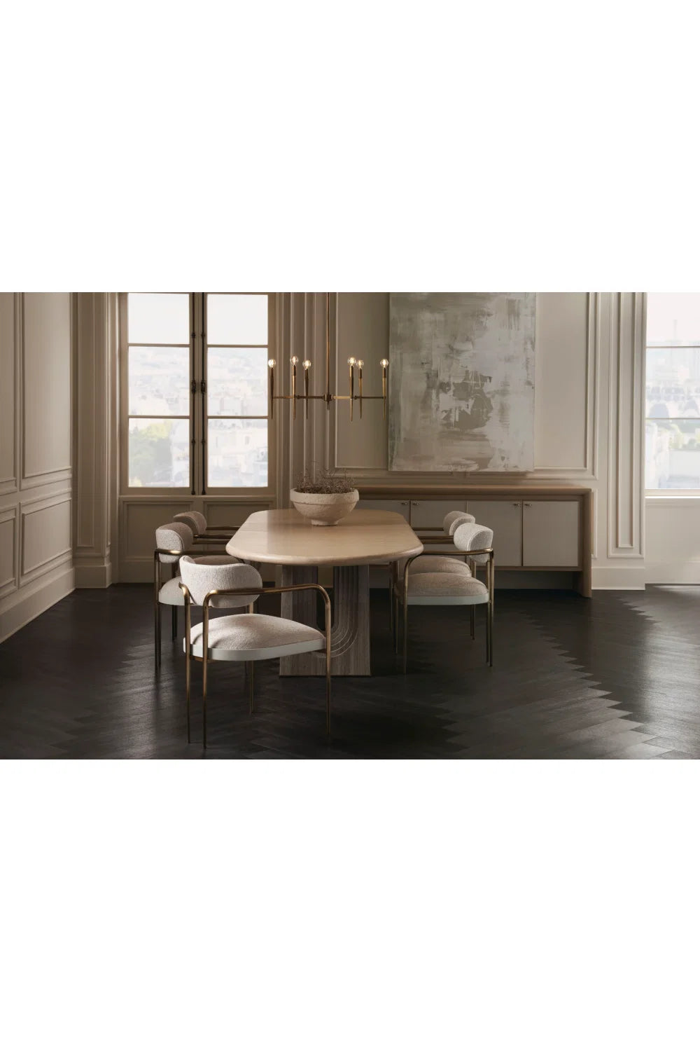 Luxury Sun-Drenched Oak Sideboard European Style for Villa