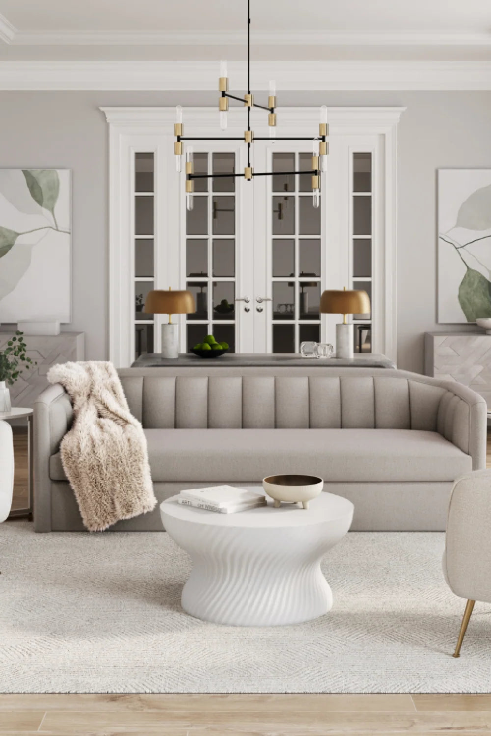 Luxury Swirl Concrete Coffee Table Modern Italian Style for Villa