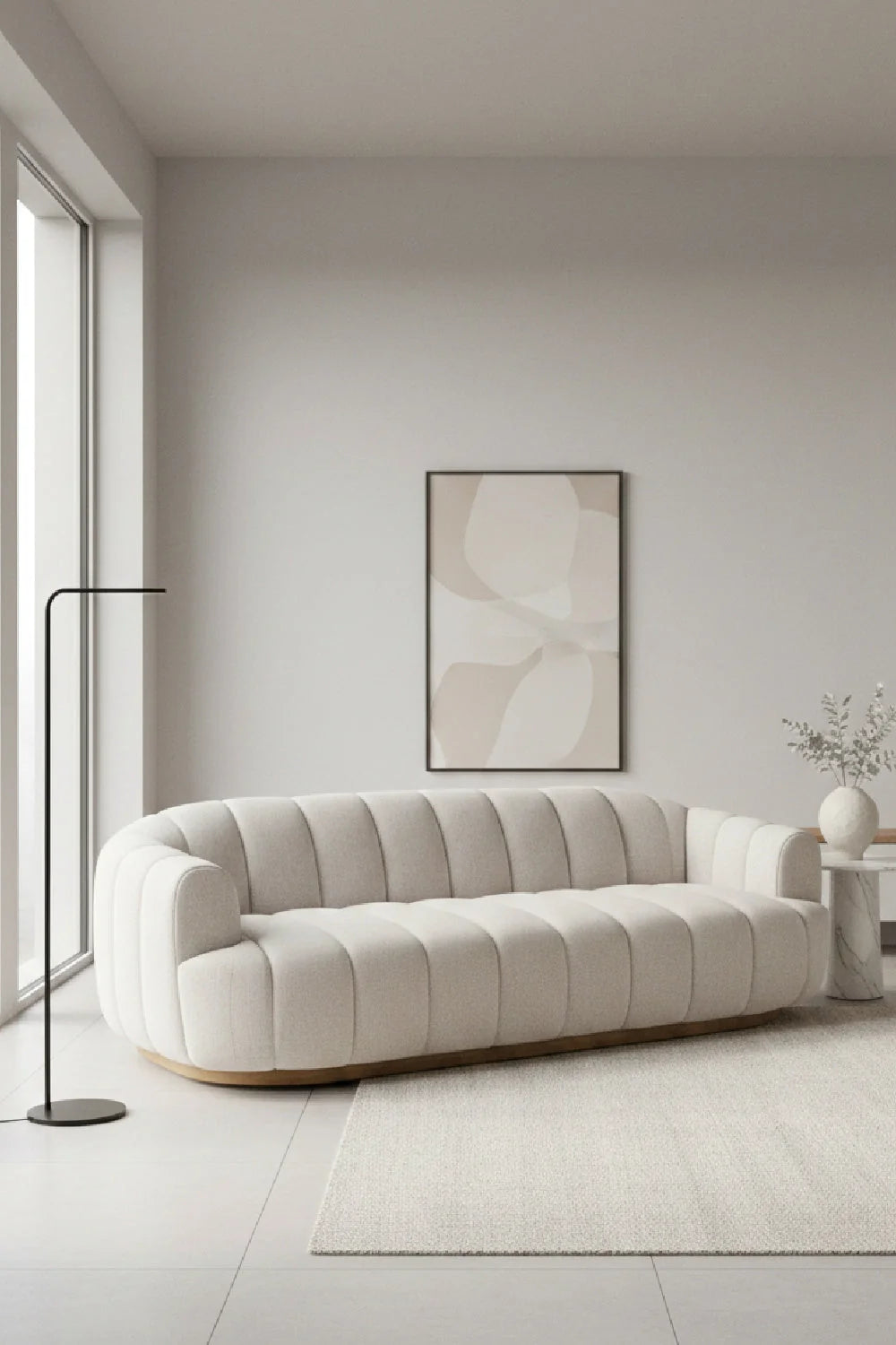 Luxury Tadeo Fabric Channeled Sofa Modern Italian Style for Villa