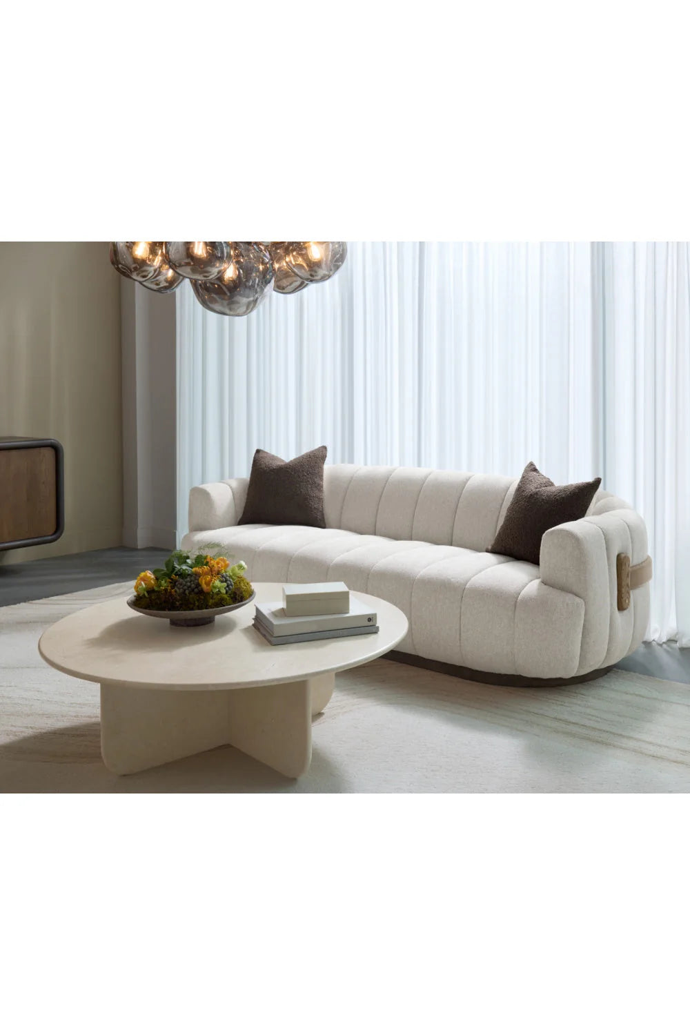 Luxury Tadeo Fabric Channeled Sofa Modern Italian Style for Villa