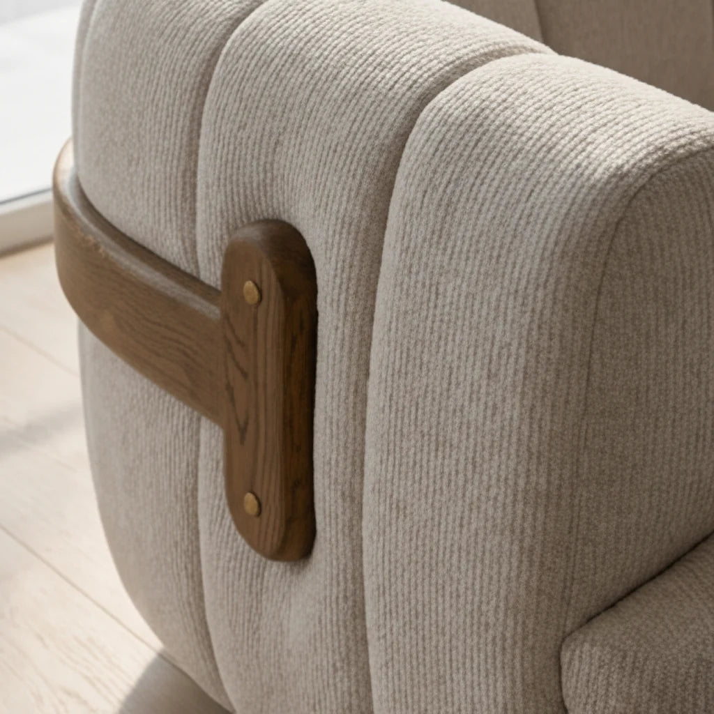 Luxury Tadeo Fabric Channeled Sofa Modern Italian Style for Villa