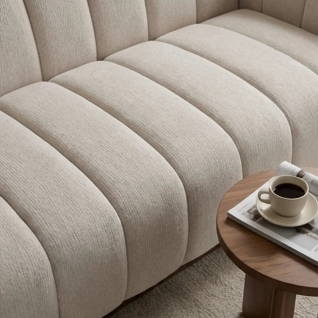Luxury Tadeo Fabric Channeled Sofa Modern Italian Style for Villa