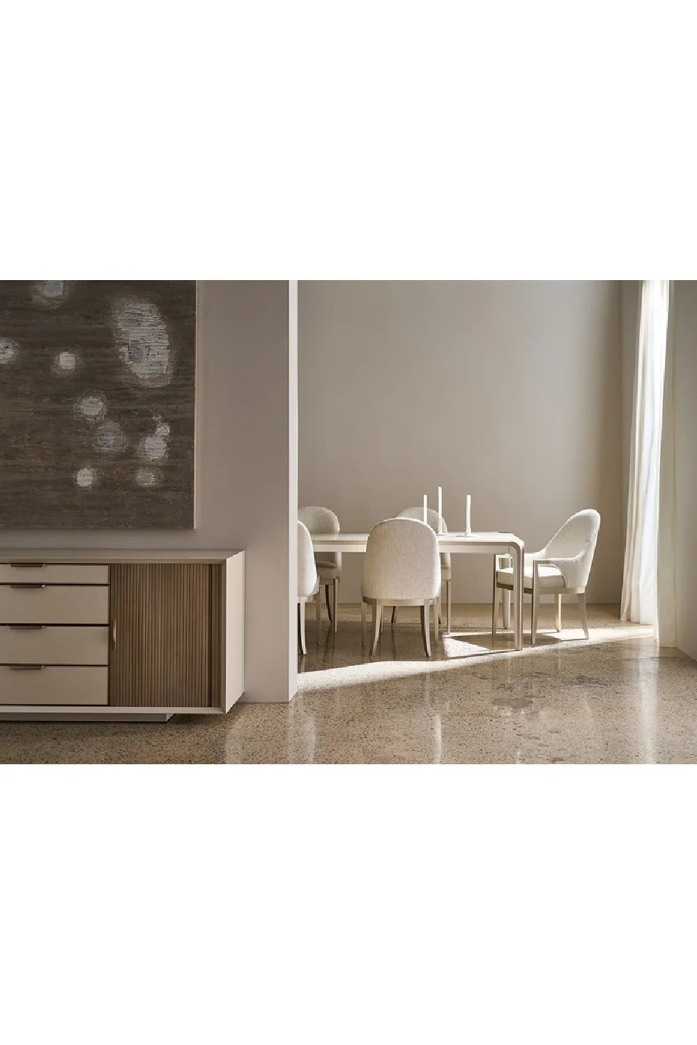 Luxury Tambour Sliding Door Sideboard European Style for Villa