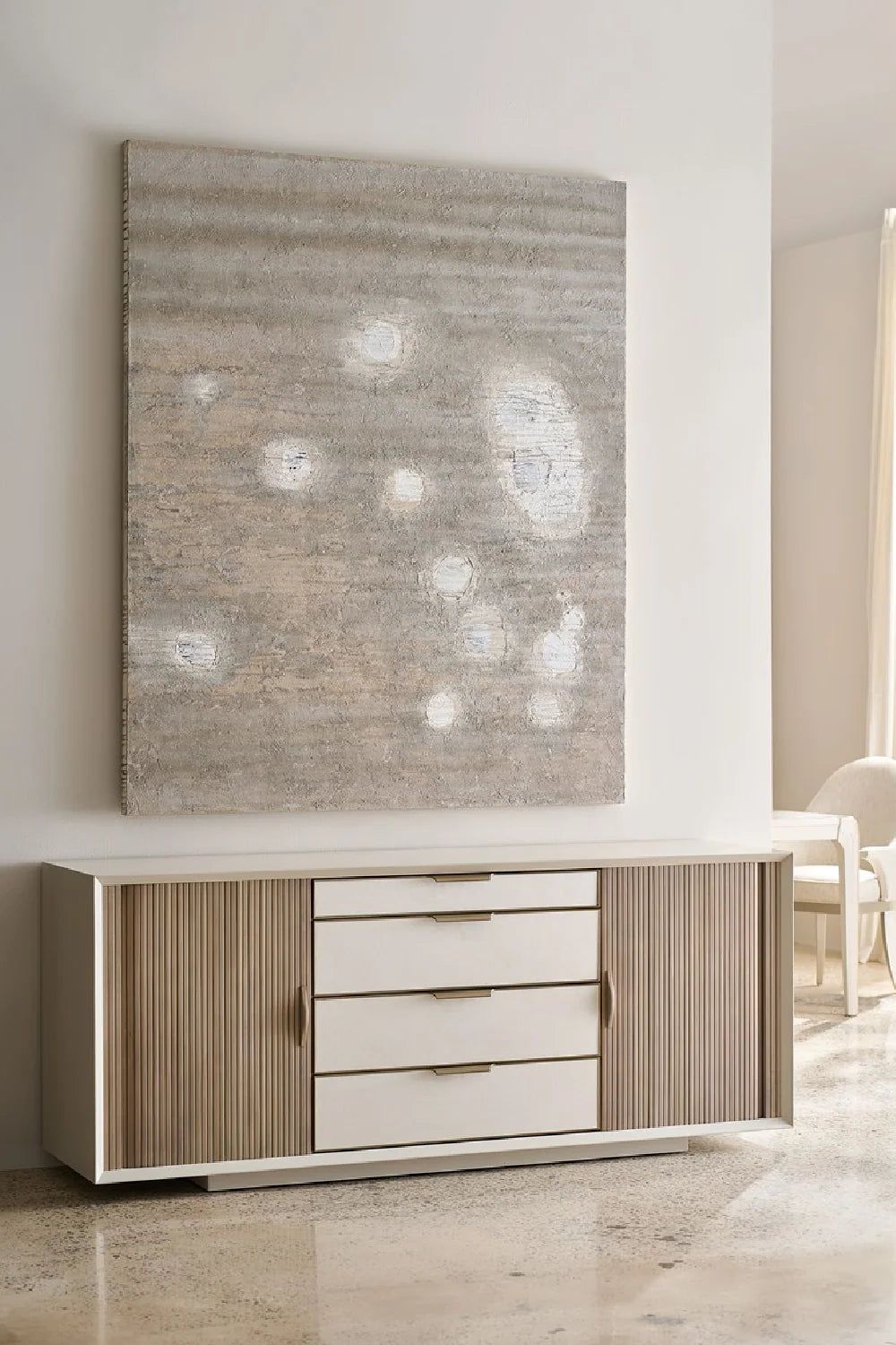 Luxury Tambour Sliding Door Sideboard European Style for Villa