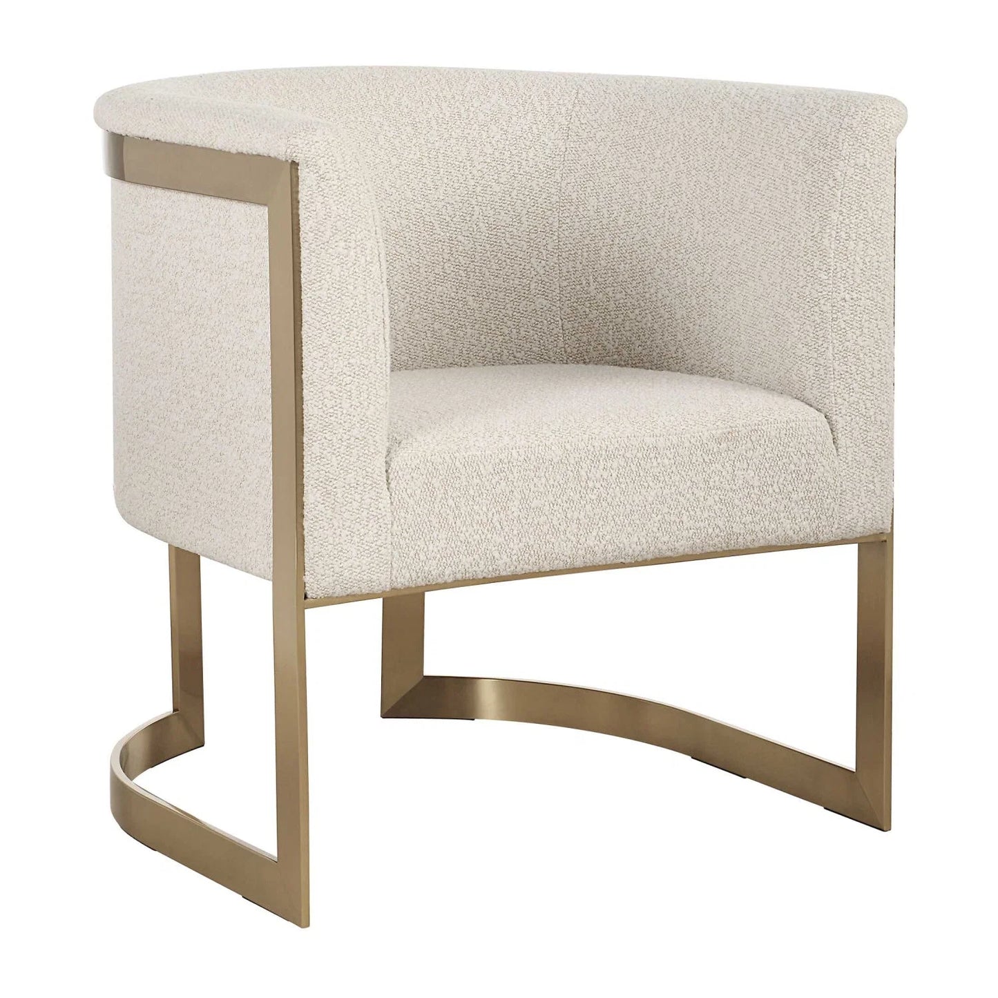 Luxury Tan Boucle Accent Chair Modern Italian Style for Villa