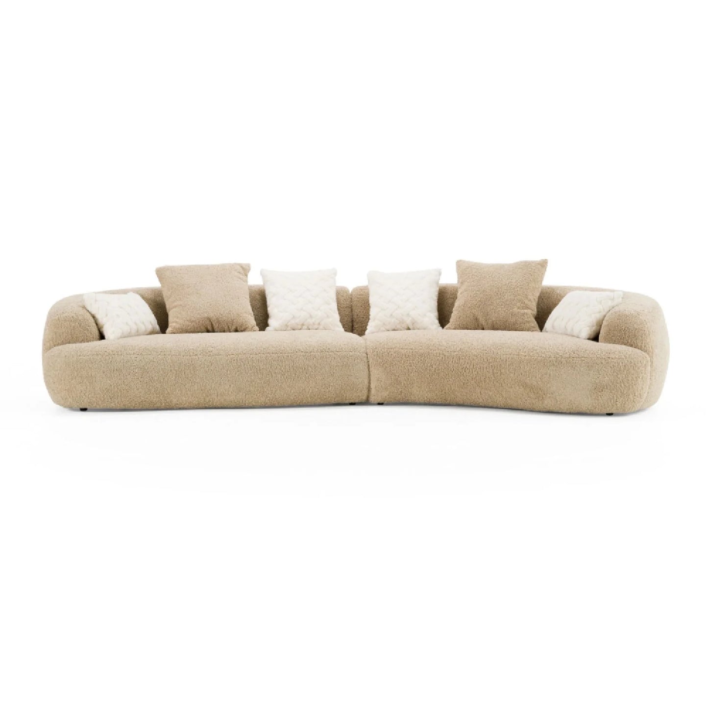Luxury Tan Curved Sectional Sofa Modern Italian Style for Villa