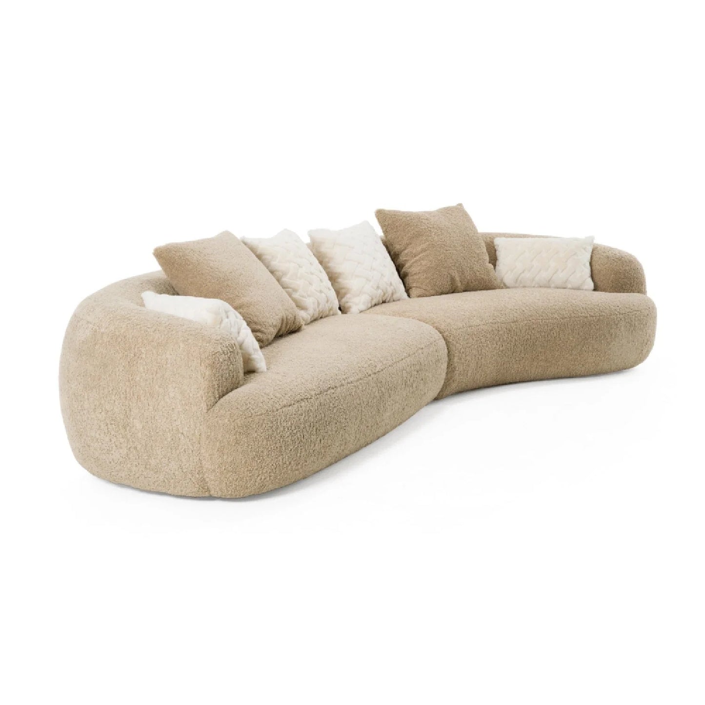 Luxury Tan Curved Sectional Sofa Modern Italian Style for Villa