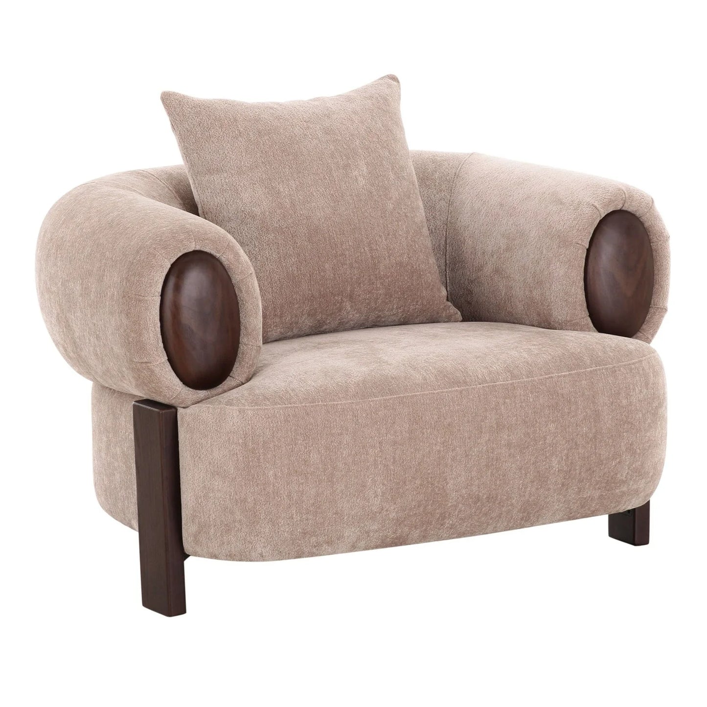 Luxury Tan Fabric Accent Chair European Style for Villa