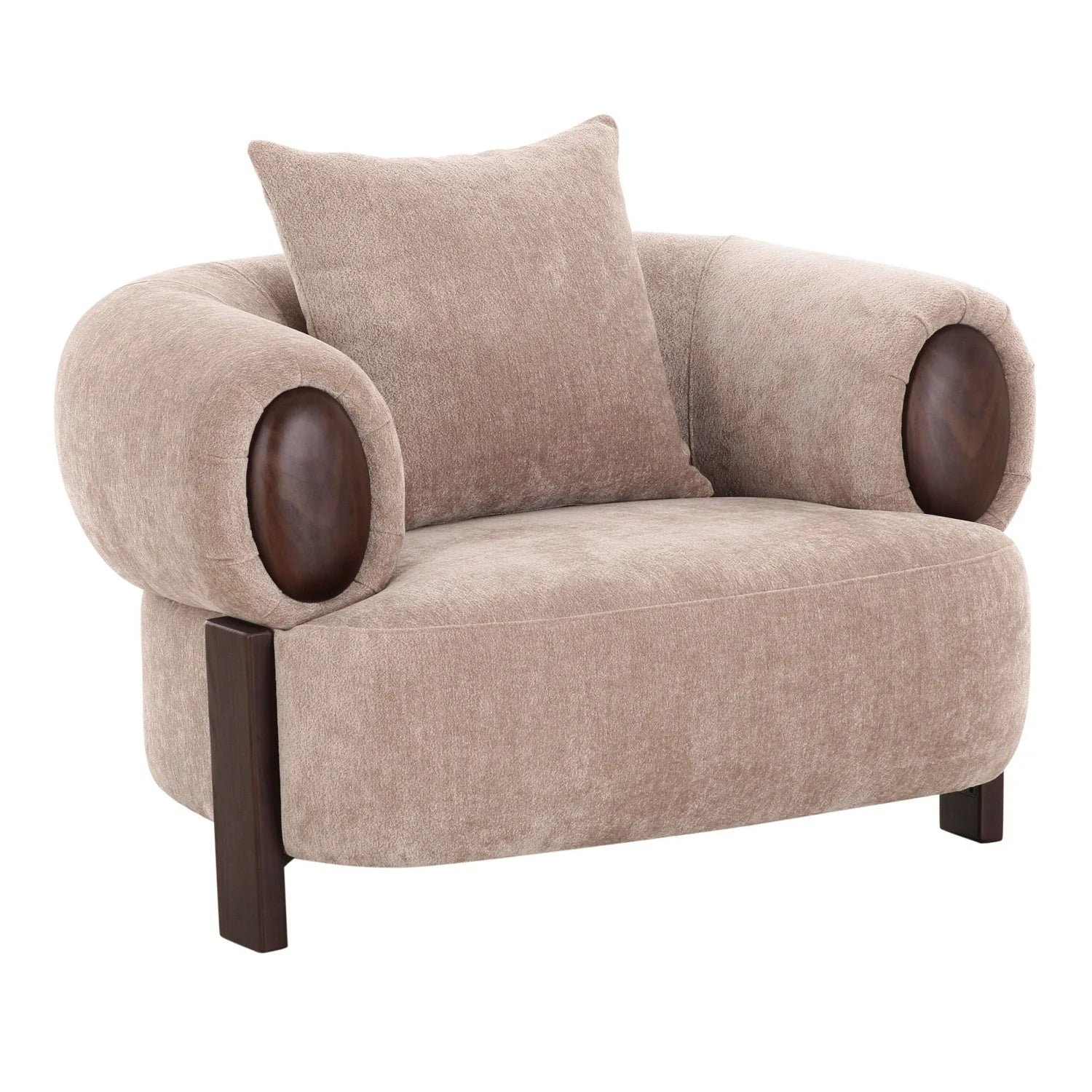 Luxury Tan Fabric Accent Chair European Style for Villa