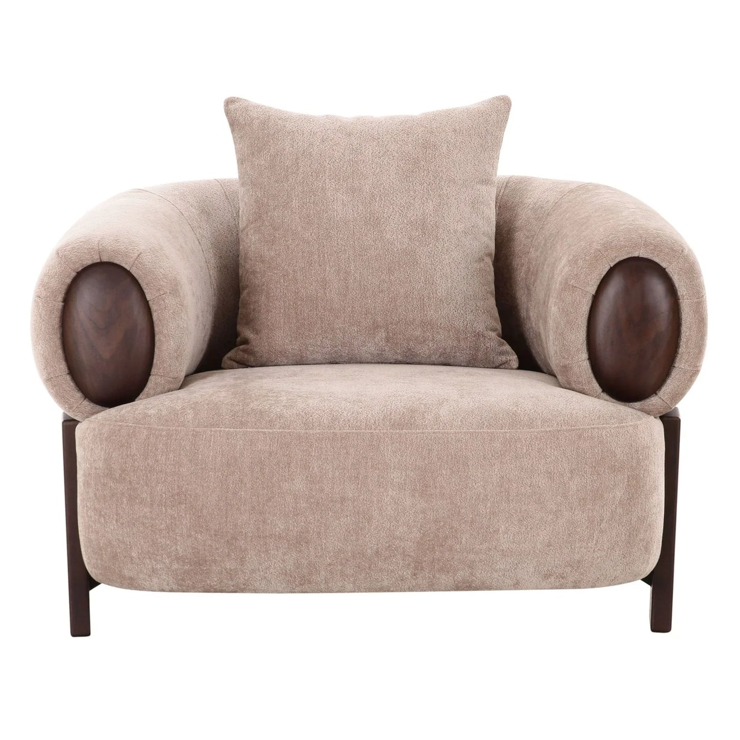 Luxury Tan Fabric Accent Chair European Style for Villa