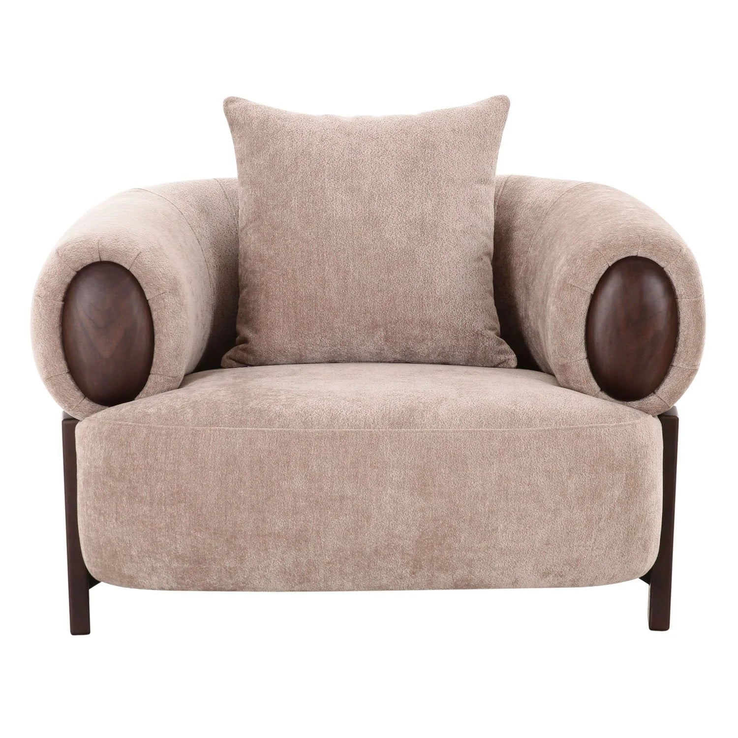 Luxury Tan Fabric Accent Chair European Style for Villa