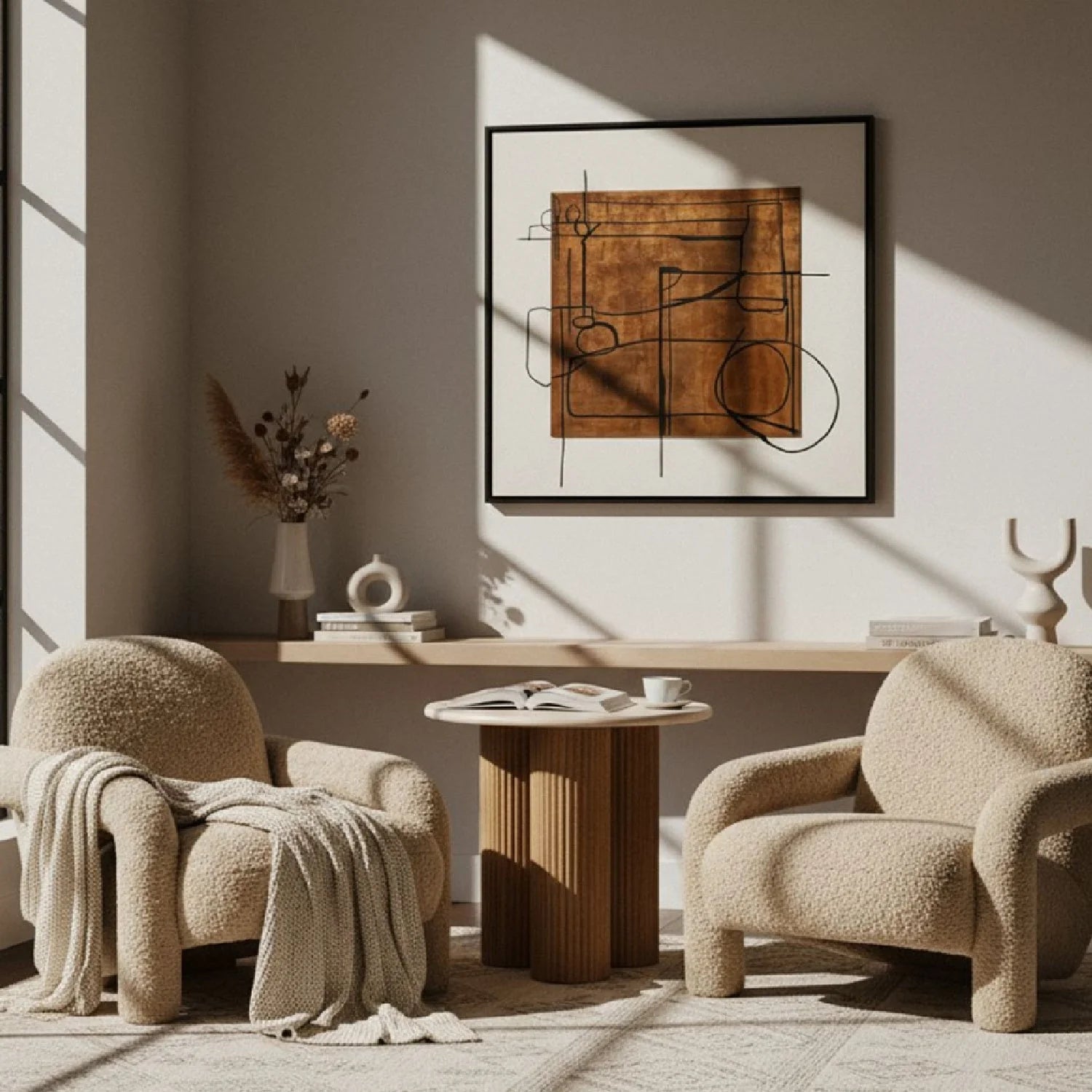 Luxury Tan Fabric Accent Chair Modern Italian Style for Villa