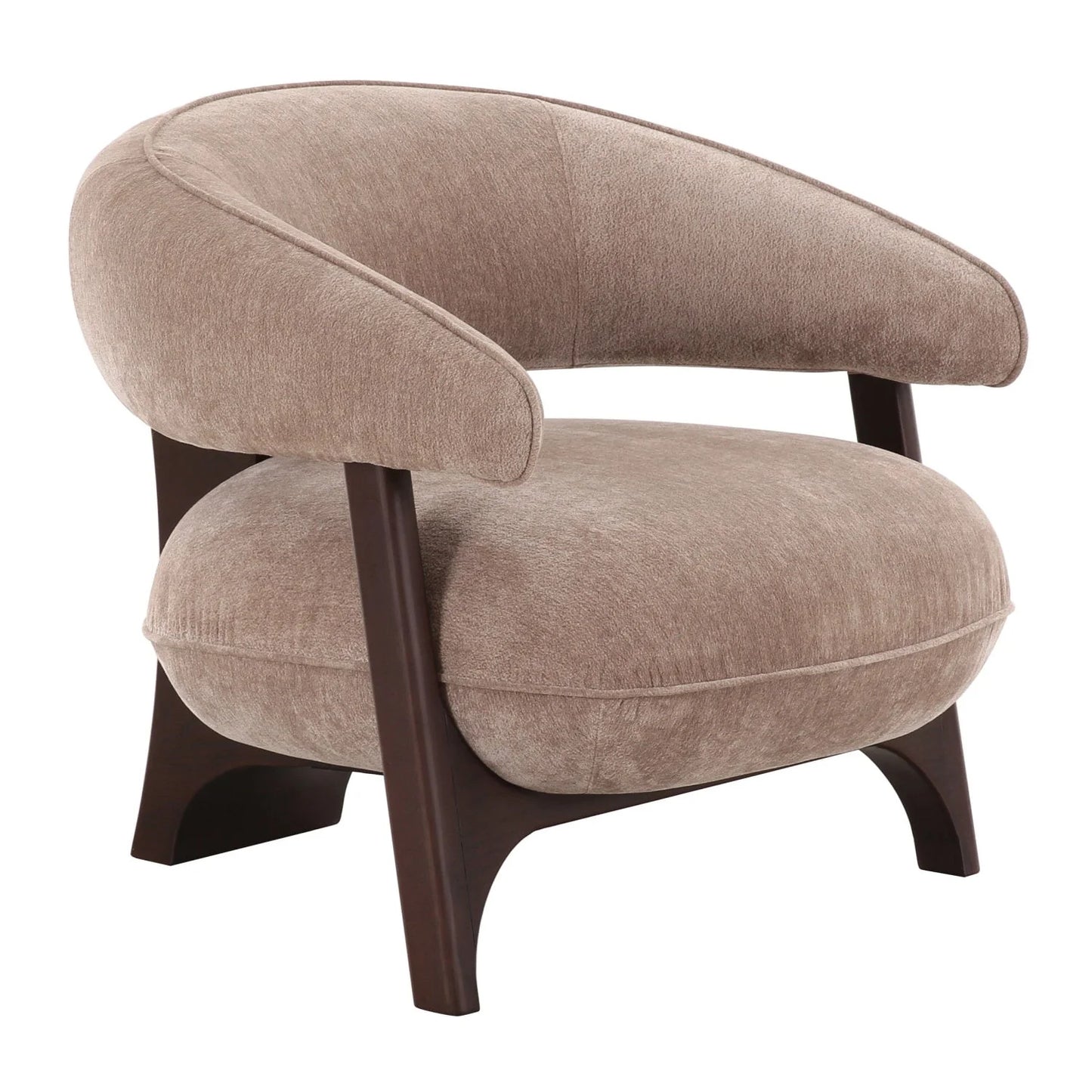 Luxury Tan Fabric Curved Lounge Chair Modern Italian Style for Villa