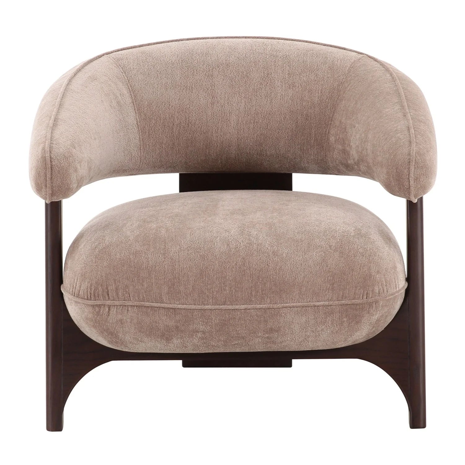 Luxury Tan Fabric Curved Lounge Chair Modern Italian Style for Villa