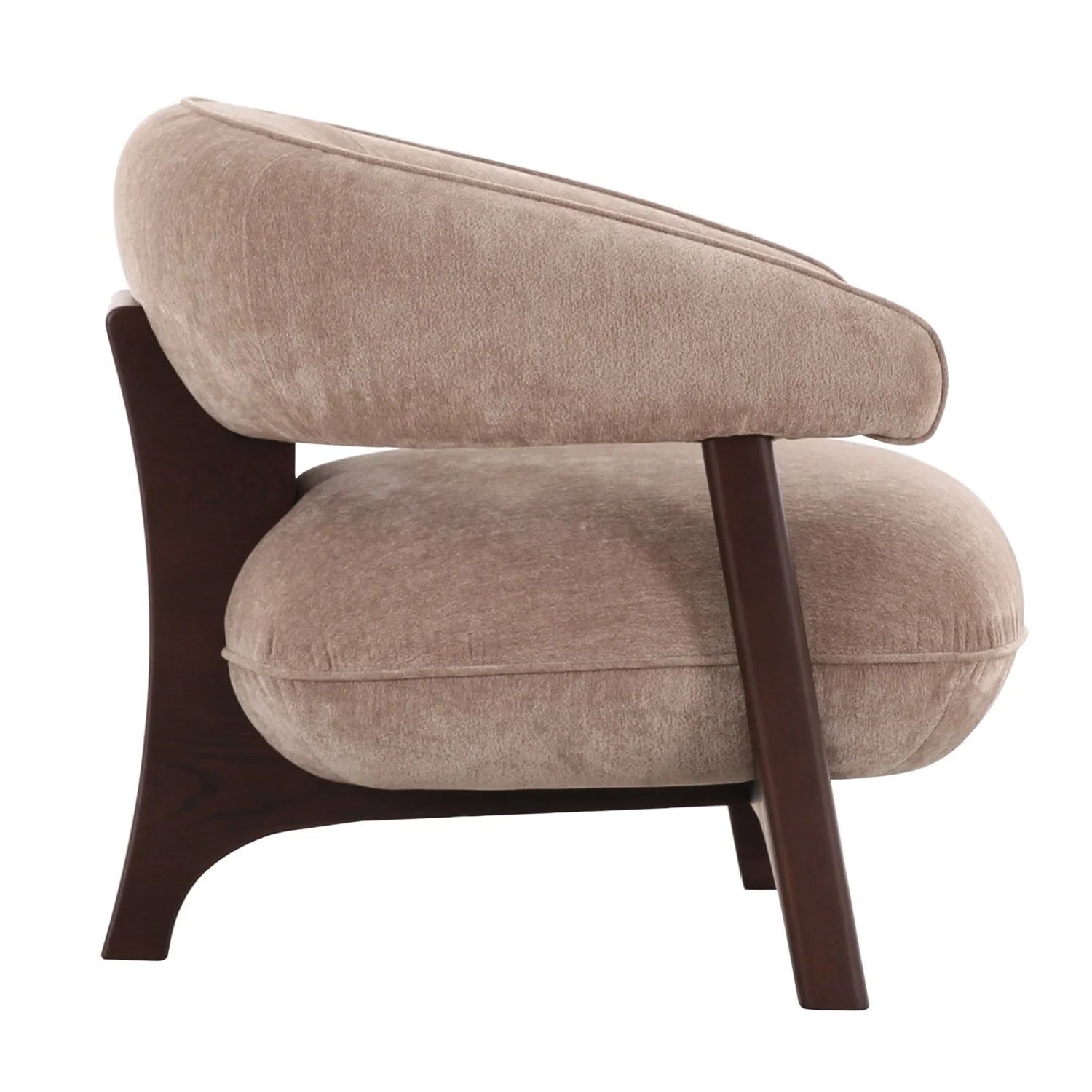 Luxury Tan Fabric Curved Lounge Chair Modern Italian Style for Villa