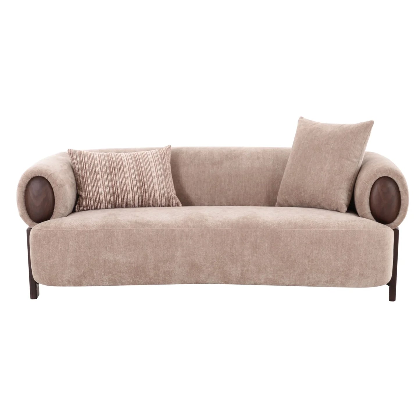 Luxury Tan Fabric Loveseat Modern Italian Style for Villa