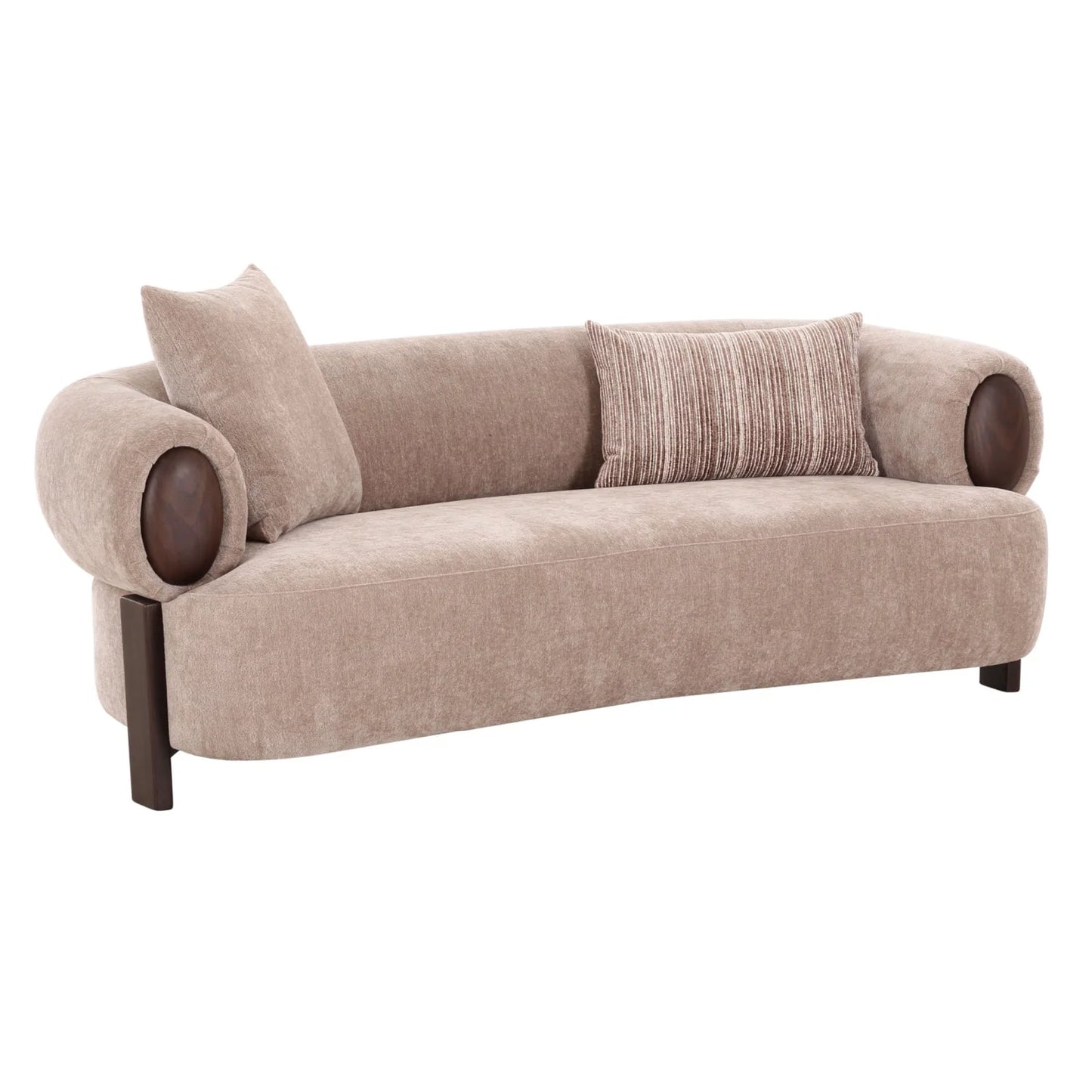 Luxury Tan Fabric Loveseat Modern Italian Style for Villa