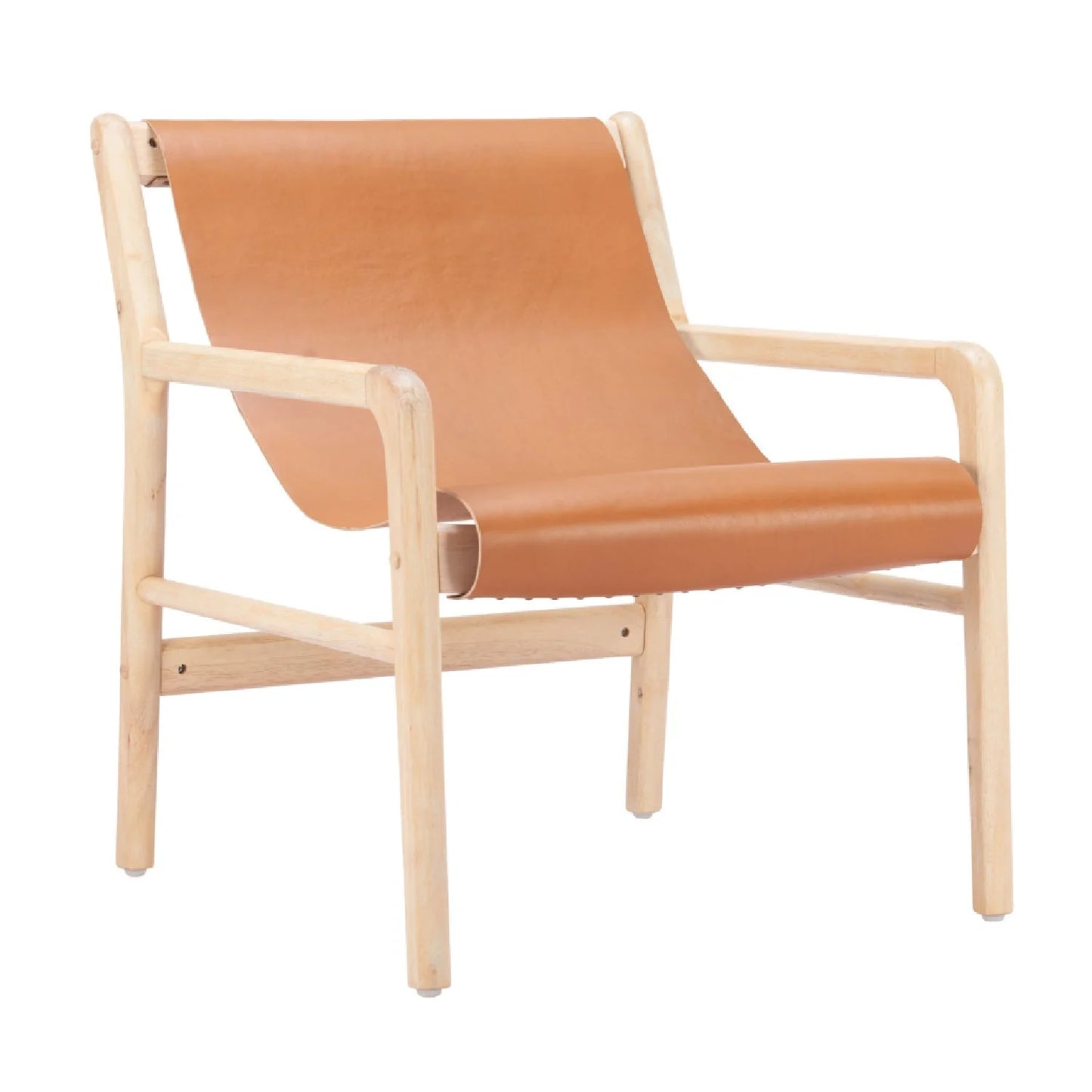 Luxury Tan Leather Accent Chair Modern Italian Style for Villa