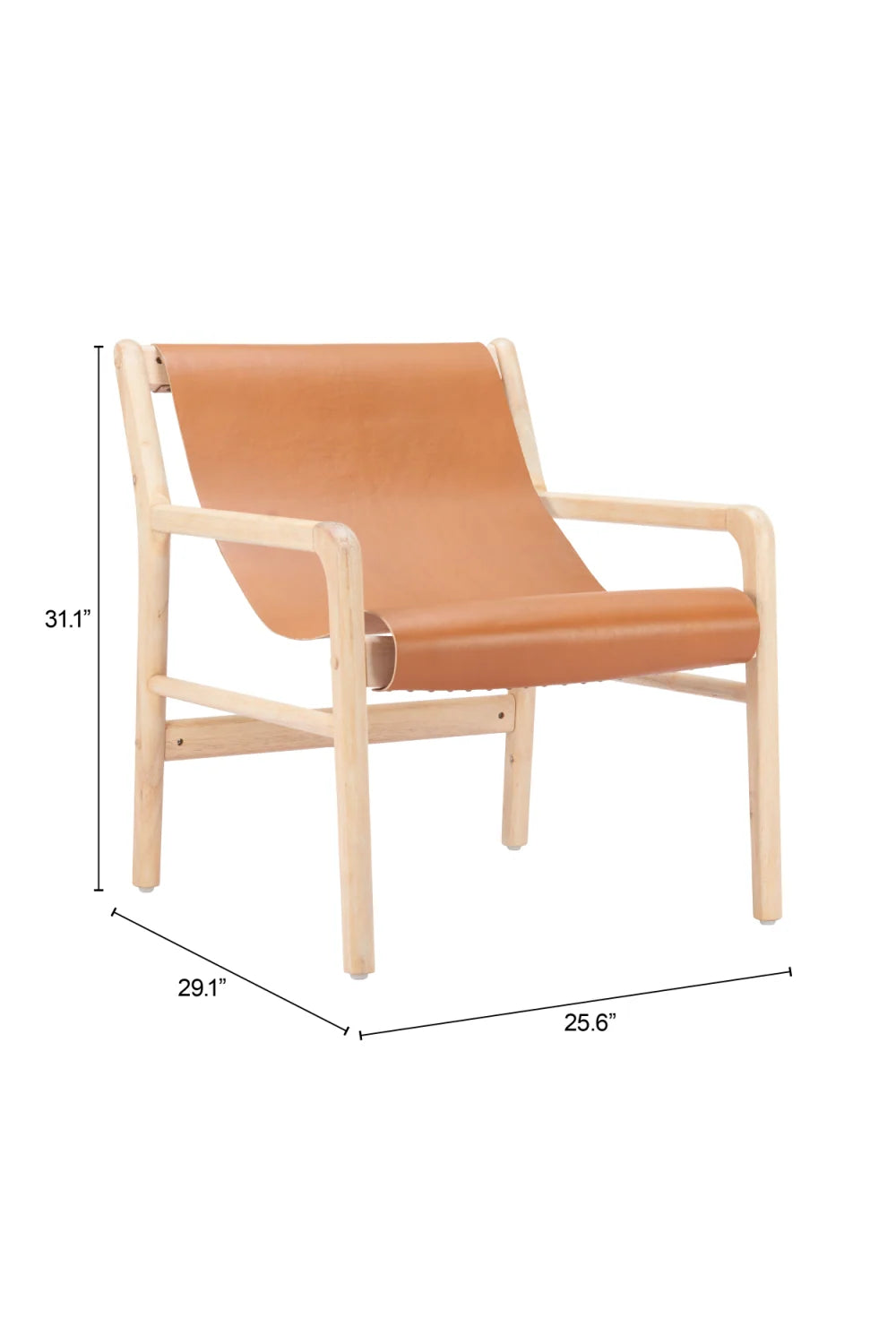Luxury Tan Leather Accent Chair Modern Italian Style for Villa
