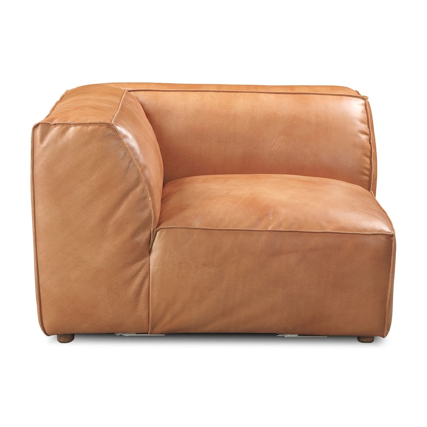 Luxury Tan Leather Corner Chair Modern Italian Style for Villa