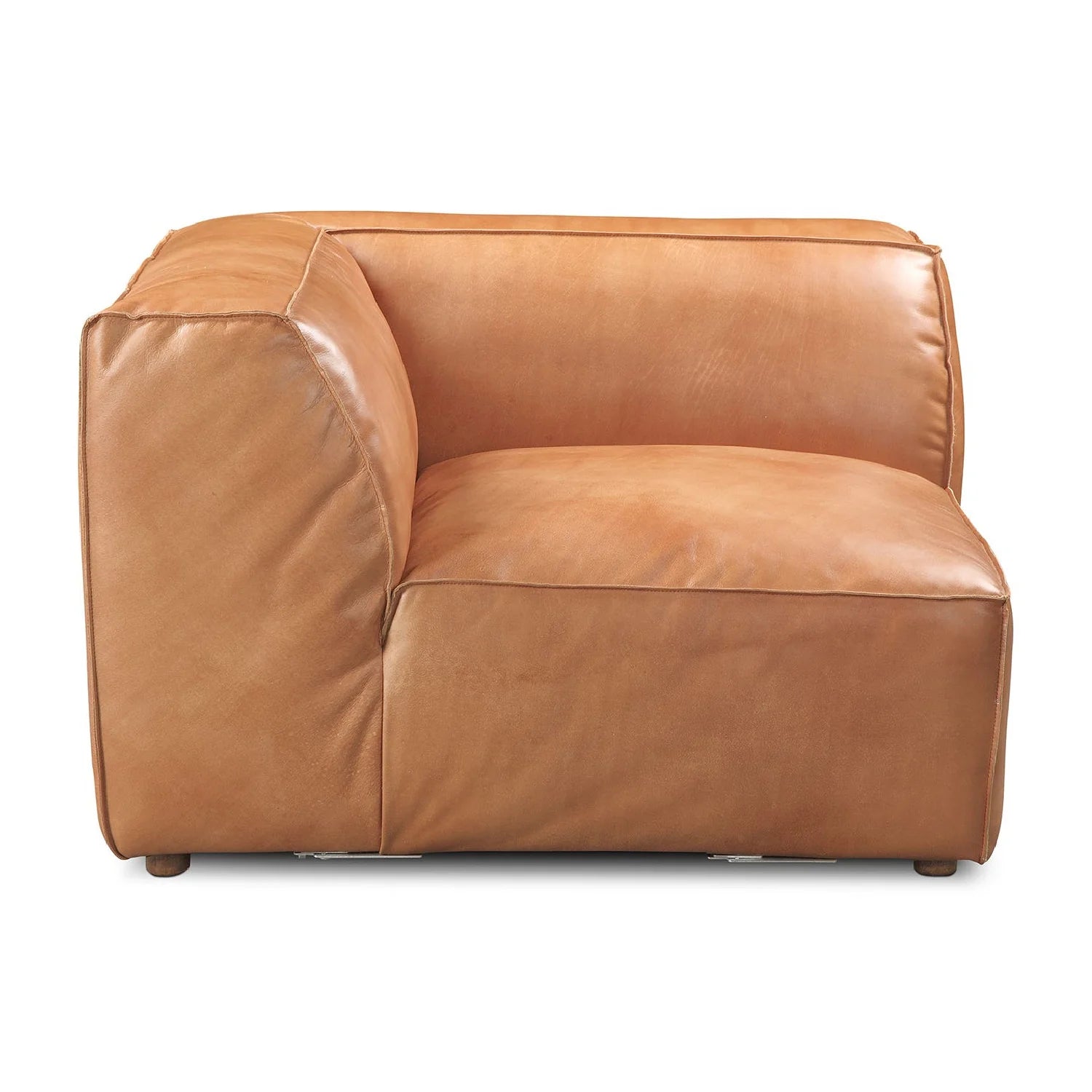 Luxury Tan Leather Corner Chair Modern Italian Style for Villa