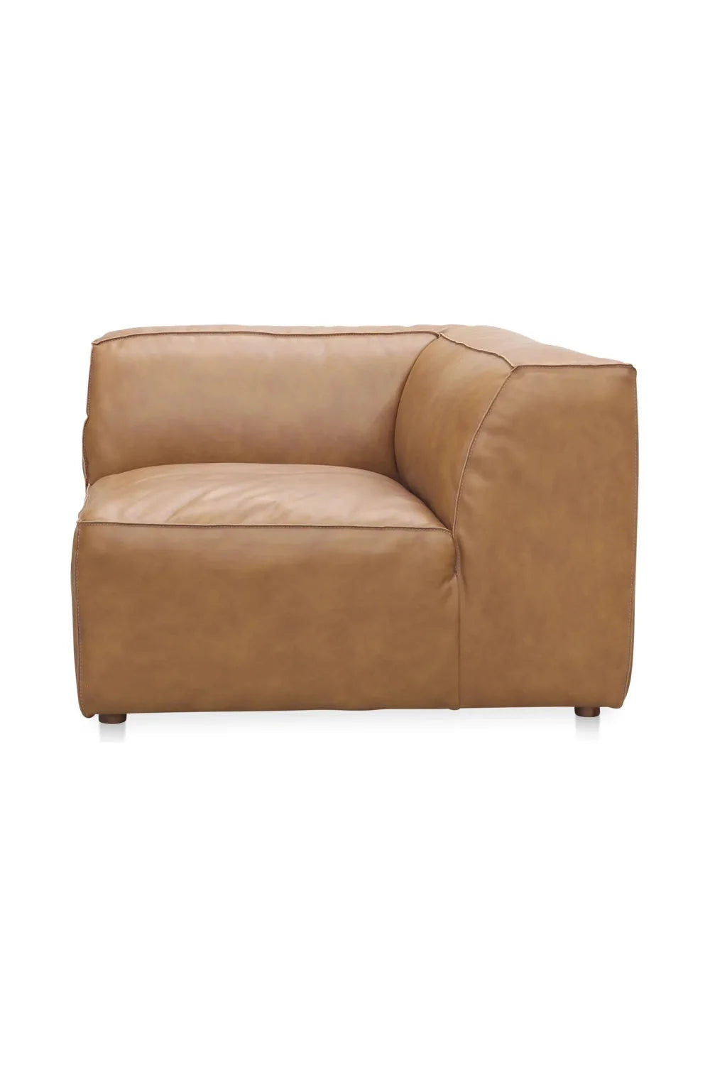 Luxury Tan Leather Corner Chair Modern Italian Style for Villa
