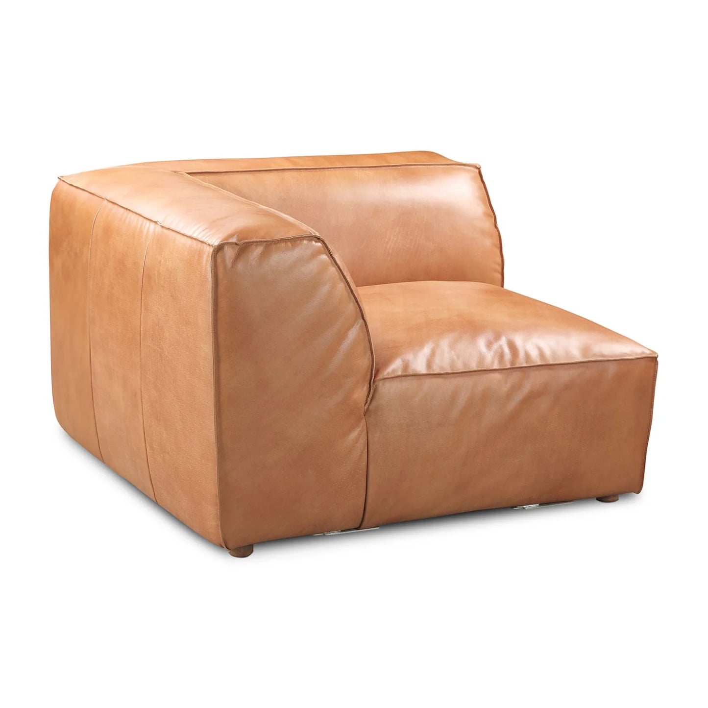Luxury Tan Leather Corner Chair Modern Italian Style for Villa
