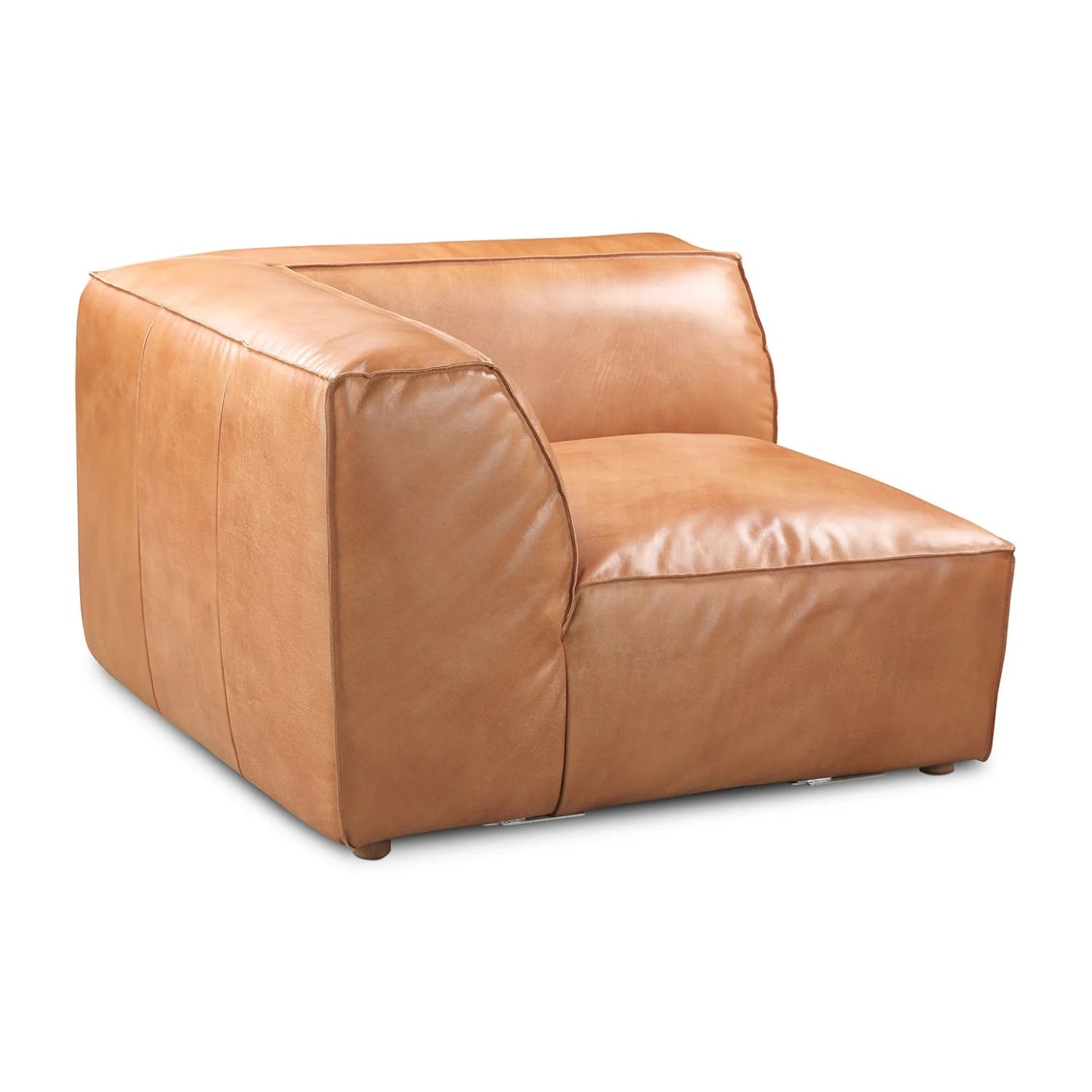 Luxury Tan Leather Corner Chair Modern Italian Style for Villa