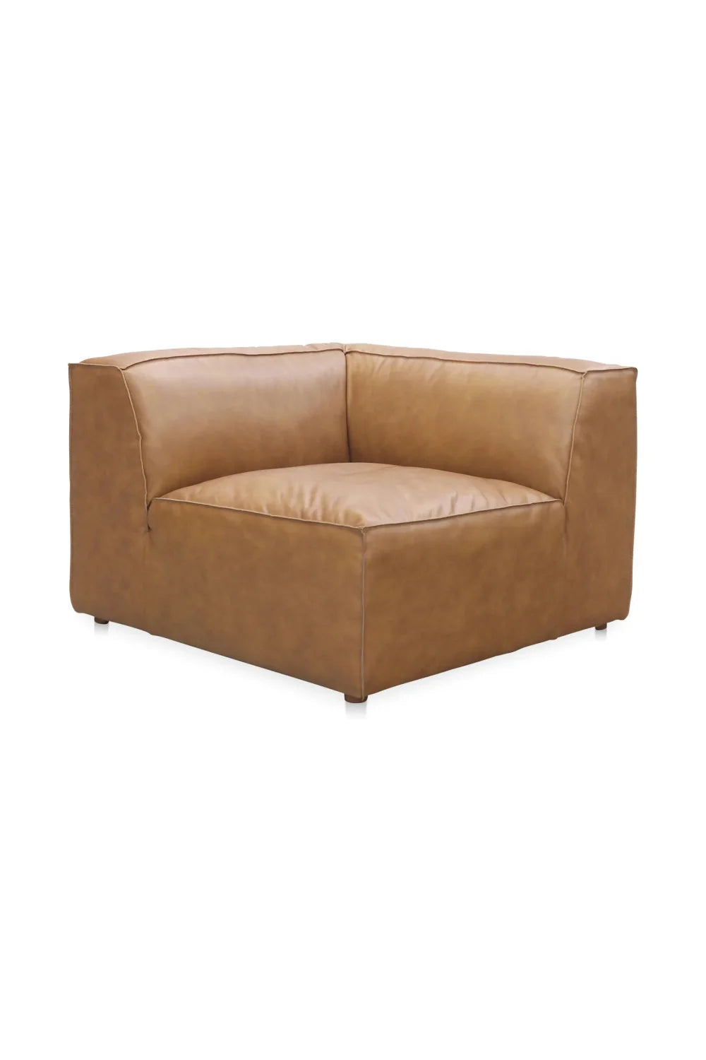 Luxury Tan Leather Corner Chair Modern Italian Style for Villa
