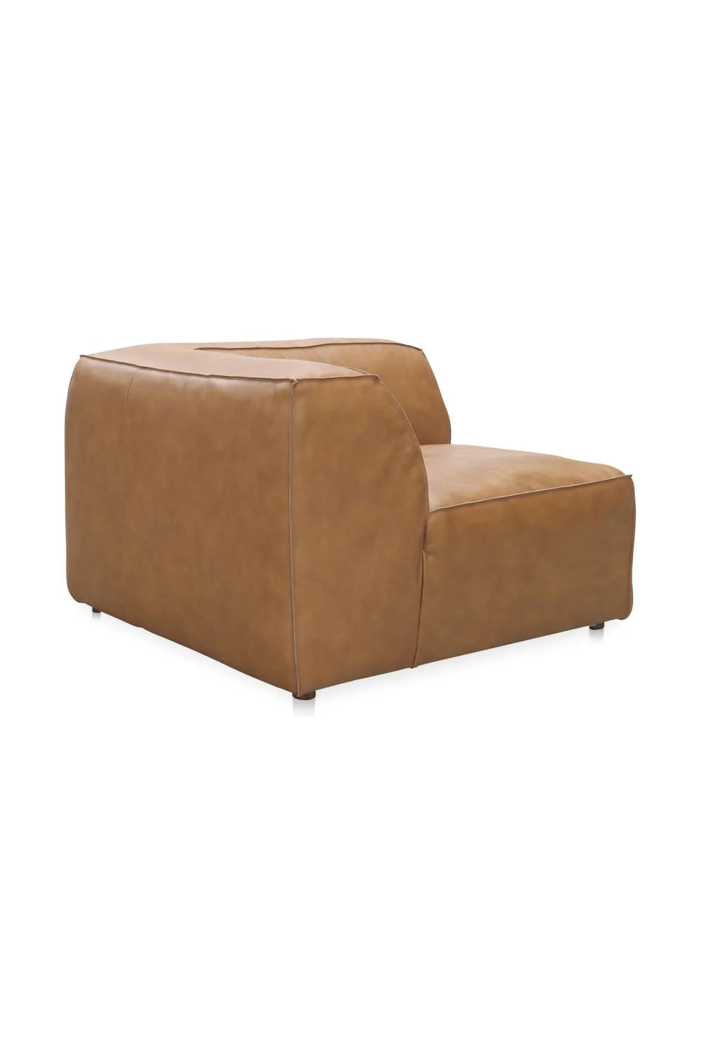 Luxury Tan Leather Corner Chair Modern Italian Style for Villa