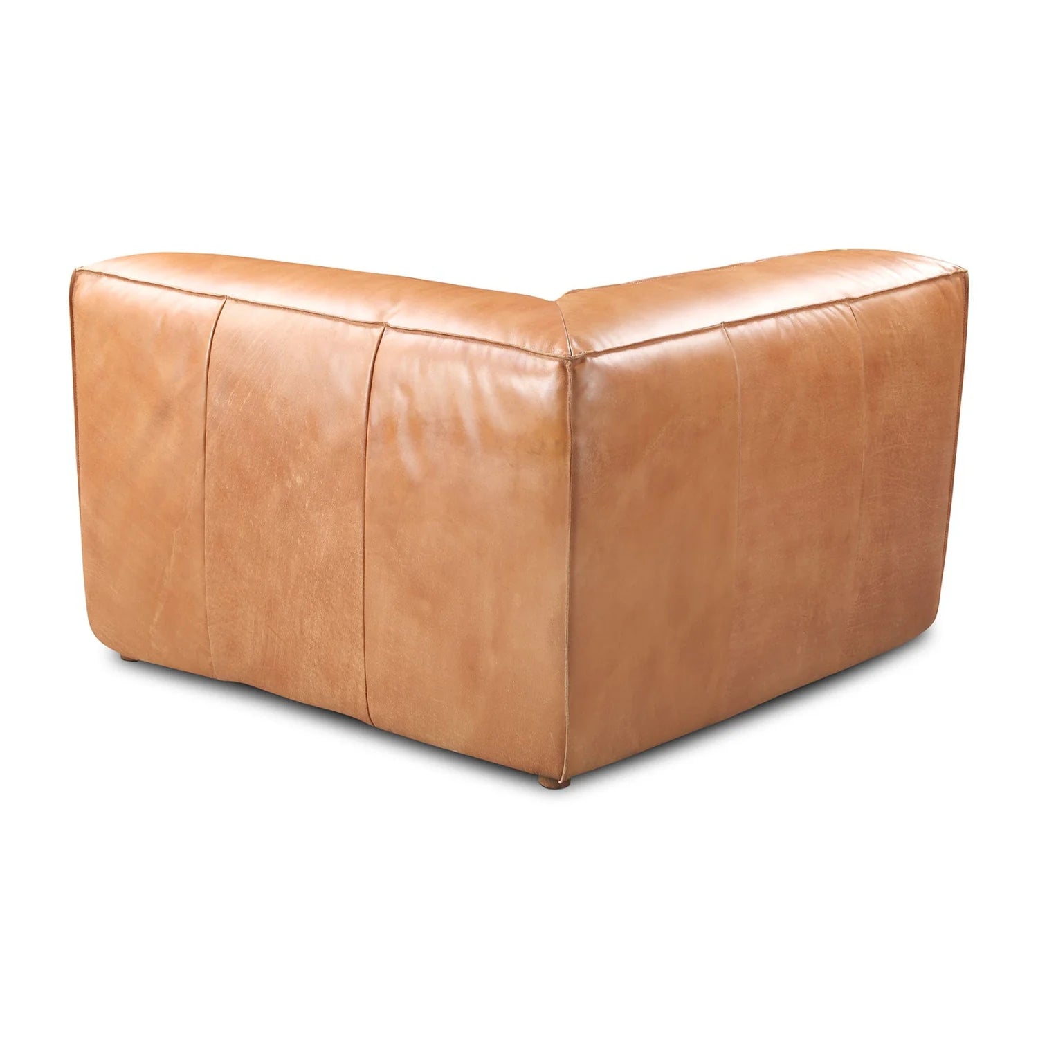 Luxury Tan Leather Corner Chair Modern Italian Style for Villa