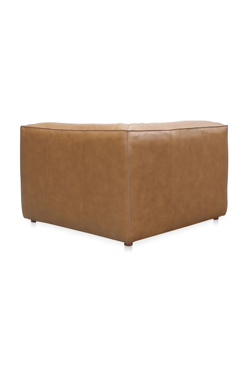 Luxury Tan Leather Corner Chair Modern Italian Style for Villa