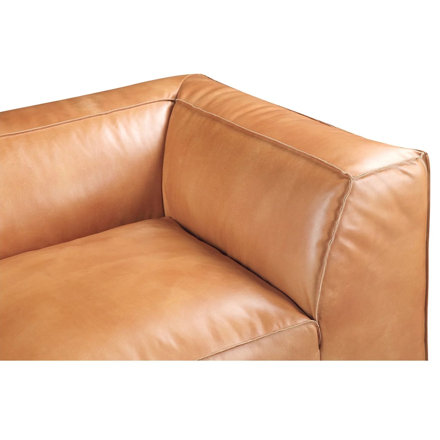 Luxury Tan Leather Corner Chair Modern Italian Style for Villa