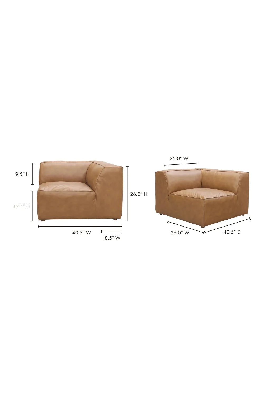 Luxury Tan Leather Corner Chair Modern Italian Style for Villa