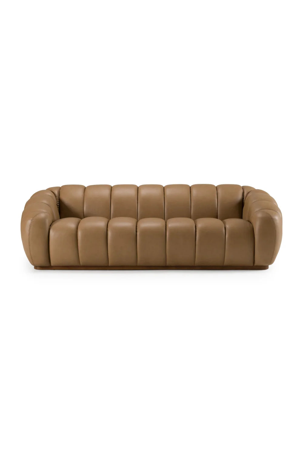 Luxury Tan Leather Four Seater Sofa Modern Italian Style for Villa
