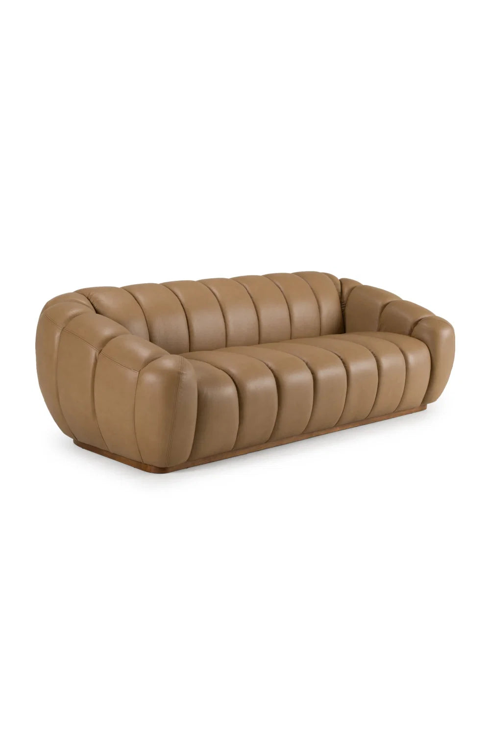 Luxury Tan Leather Four Seater Sofa Modern Italian Style for Villa