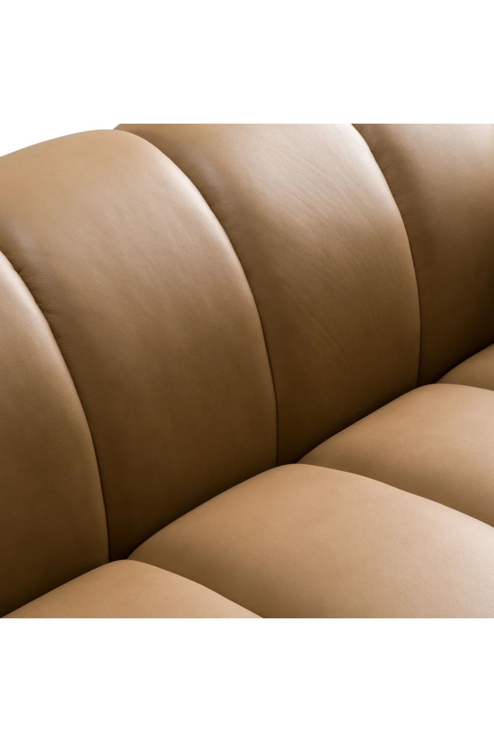 Luxury Tan Leather Four Seater Sofa Modern Italian Style for Villa