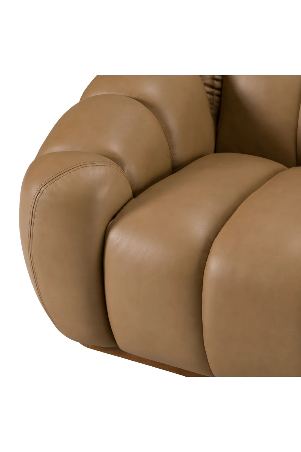 Luxury Tan Leather Four Seater Sofa Modern Italian Style for Villa