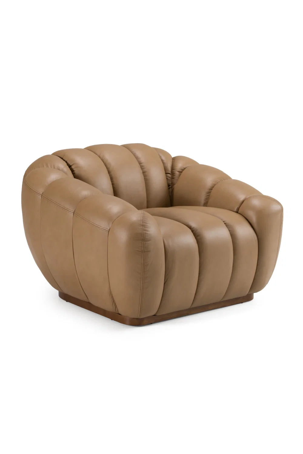 Luxury Tan Leather Lounge Chair Modern Italian Style for Villa