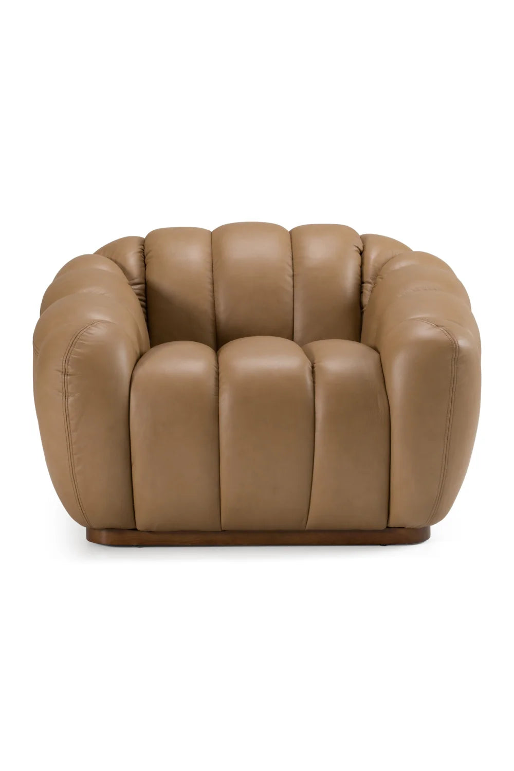 Luxury Tan Leather Lounge Chair Modern Italian Style for Villa